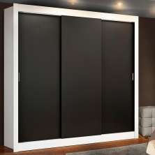 Guarda Roupa Casal Madesa Lyon 3 Portas de Correr 2 Gavetas - Branco/Preto