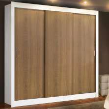 Guarda Roupa Casal Madesa Lyon 3 Portas de Correr 2 Gavetas - Branco/Rustic