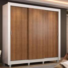 Guarda Roupa Casal Madesa Lyon 3 Portas de Correr 2 Gavetas com Pés - Branco/Rustic