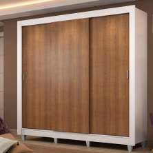 Guarda Roupa Casal Madesa Lyon Plus 3 Portas de Correr 4 Gavetas com Pés - Branco/Rustic