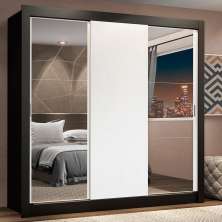 Guarda-Roupa Casal Madesa Lyon Plus 3 Portas de Correr com Espelhos 4 Gavetas