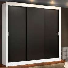 Guarda Roupa Casal Madesa Mônaco 3 Portas de Correr - Branco/Preto