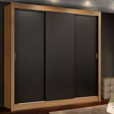 Guarda Roupa Casal Madesa Mônaco 3 Portas de Correr - Rustic/Preto