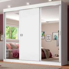 Guarda-Roupa Casal Madesa Napoli 3 Portas de Correr com Espelho - Branco