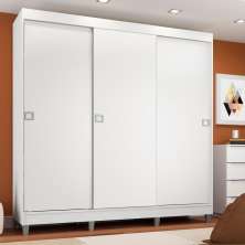 Guarda-Roupa Casal Madesa Napoli 3 Portas de Correr com Pés - Branco