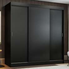 Guarda-Roupa Casal Madesa Reno 3 Portas de Correr - Preto