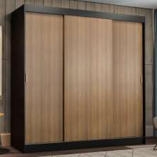 Guarda-Roupa Casal Madesa Reno 3 Portas de Correr - Preto/Rustic