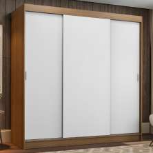 Guarda-Roupa Casal Madesa Reno 3 Portas de Correr - Rustic/Branco