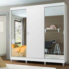 Guarda-Roupa Casal Madesa Veneza 3 Portas de Correr com Espelhos com Pés - Branco