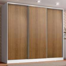 Guarda Roupa Infantil 100% MDF Madesa Logan 3 Portas de Correr - Branco/Rustic