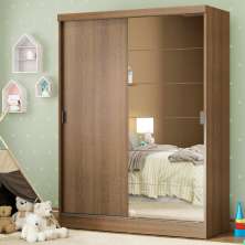 Guarda-Roupa Infantil Madesa Nick 2 Portas de Correr com Espelho - Rustic