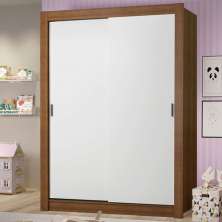 Guarda-Roupa Infantil Madesa Theo 2 Portas de Correr 4 Gavetas - Rustic/Branco