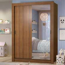Guarda-Roupa Infantil Madesa Theo 2 Portas de Correr com Espelho 4 Gavetas - Rustic