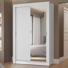 Guarda-Roupa Solteiro 2 Portas de Correr com Espelho 2 Gavetas Branco Vivare Madesa