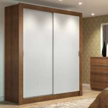 Guarda-Roupa Solteiro Madesa Dallas 2 Portas de Correr 2 Gavetas - Rustic/Branco