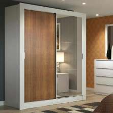 Guarda-Roupa Solteiro Madesa Dallas 2 Portas de Correr com Espelho 2 Gavetas - - Branco/Rustic