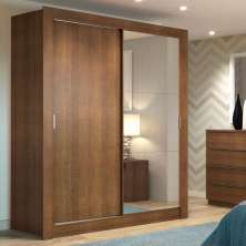 Guarda-Roupa Solteiro Madesa Dallas 2 Portas de Correr com Espelho 2 Gavetas - Rustic