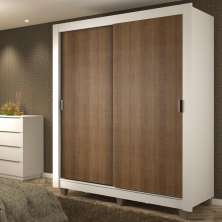 Guarda-Roupa Solteiro Madesa Dallas Plus 2 Portas de Correr 4 Gavetas com Pés - Branco/Rustic