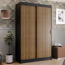 Guarda-Roupa Solteiro Madesa Tokio 2 Portas de Correr 2 Gavetas - Preto/Rustic