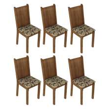 Kit 6 Cadeiras 4290 Madesa - Rustic/Bege Marrom