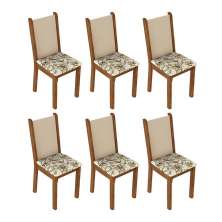 Kit 6 Cadeiras de Jantar 4291 Rustic/Crema/Lírio Bege Madesa
