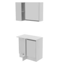 Kit Armário de Cozinha de Canto 100% MDF 2 Portas e Nicho Branco Smart Madesa