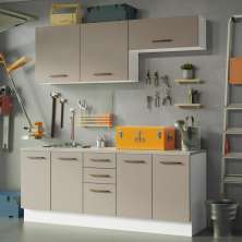 Kit com 2 Balcões e 2 Armários Aéreos Multiuso 200cm Branco/Crema Agata Madesa