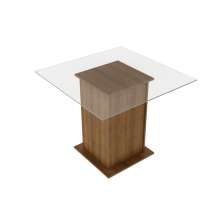Mesa Madesa Quadrada com Tampo de Vidro 5332A - Rustic