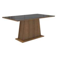 Mesa de Jantar Retangular Tampo de Vidro Rustic/Preto 5364 Madesa