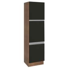 Paneleiro Armário de Cozinha 60 cm 3 Portas Rustic/Preto Glamy Madesa