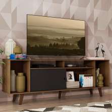 Rack para TV até 65 Polegadas Madesa Cancun com Pés - Rustic/Rustic/Preto
