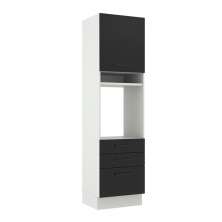 Torre Quente Armário de Cozinha 60 cm 1 Porta 3 Gavetas Branco/Preto Agata Madesa