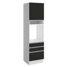 Torre Quente Armário de Cozinha 60 cm 1 Porta 3 Gavetas Branco/Preto Glamy Madesa