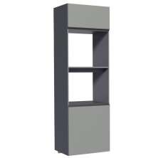 Torre Quente Armário de Cozinha 60 cm 2 Portas 2 Nichos Suspensa Cinza Nice Madesa