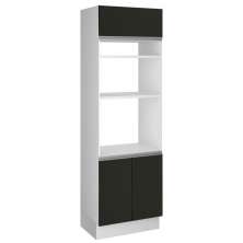 Torre Quente Armário de Cozinha 70 cm 3 Portas Branco/Preto Glamy Madesa
