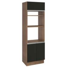 Torre Quente Armário de Cozinha 70 cm 3 Portas Rustic/Preto Glamy Madesa