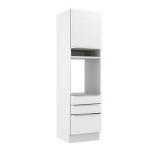 Torre Quente Madesa Lux 60 cm 1 Porta 3 Gavetas - Branco/Branco Veludo