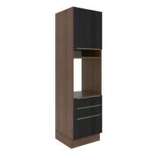 Torre Quente Madesa Lux 60 cm 1 Porta 3 Gavetas - Rustic/Preto