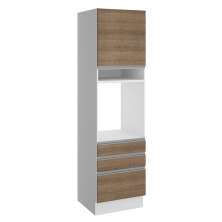 Torre Quente Para Fornos Armário de Cozinha 1 Porta e 3 Gavetas Branco/Rustic Glamy Madesa
