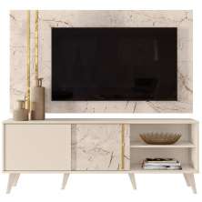 Bancada com Painel para Tv até 65 Polegadas Ares Calacata/Off White