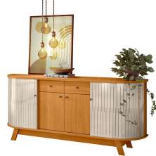 Buffet Aparador 4 Portas e 2 Gavetas 100% MDP Mônica Cinamomo/Off White