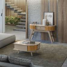 Conjunto Aparador Estoril com Mesa de Centro Indianápolis Fendi/Naturale Madetec