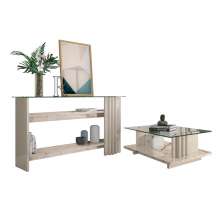 Conjunto Aparador e Mesa de Centro Kassia Calacata Off-White