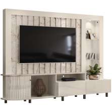 Estante Home TV 70 Pol 2 Gavetas 243 cm 6521 Calacata Off White MDT