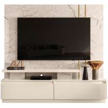 Home Theater para Tv 75 Polegadas com 2 Gavetas New Ártemis Calacata/Off White