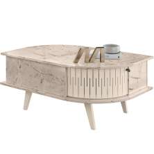 Mesa de Centro Índia 2 Portas 90x60 cm Calacata/Off White