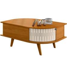 Mesa de Centro Índia 2 Portas 90x60 cm Cinamomo/Off White