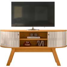 Rack Bancada Atalanta 2 Portas Para Tv de 55" Polegadas Cinamomo/Off White