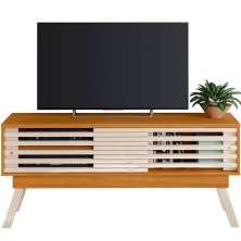 Rack Bancada Foz 1.5 2 Portas Pé Palito TV até 65 Polegadas Cinamomo/Off White