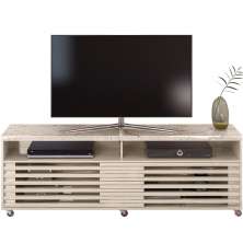 Rack Bancada Foz 2 Portas Rodízios TV até 75 Polegadas  Calacata/Off White